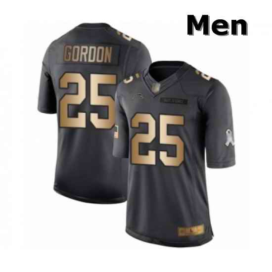 Men Los Angeles Chargers 25 Melvin Gordon Limited Black Gold Salute to Service Football Jersey
